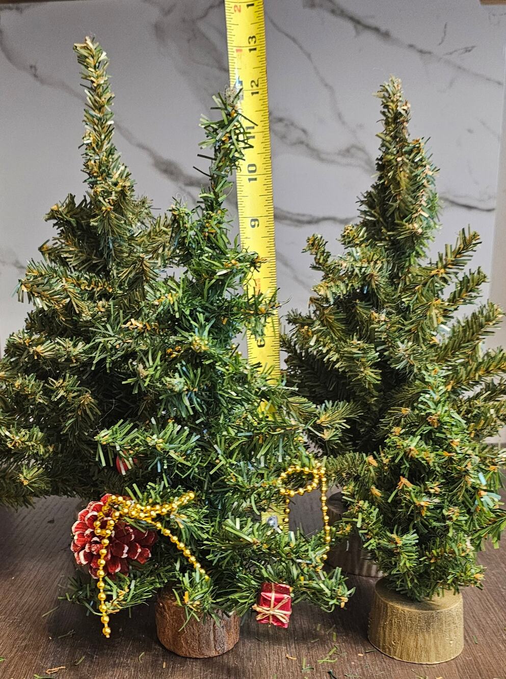 Small Vintage Faux Tiny Village Christmas Trees Lot of 4 13" 12" 11" 5"
